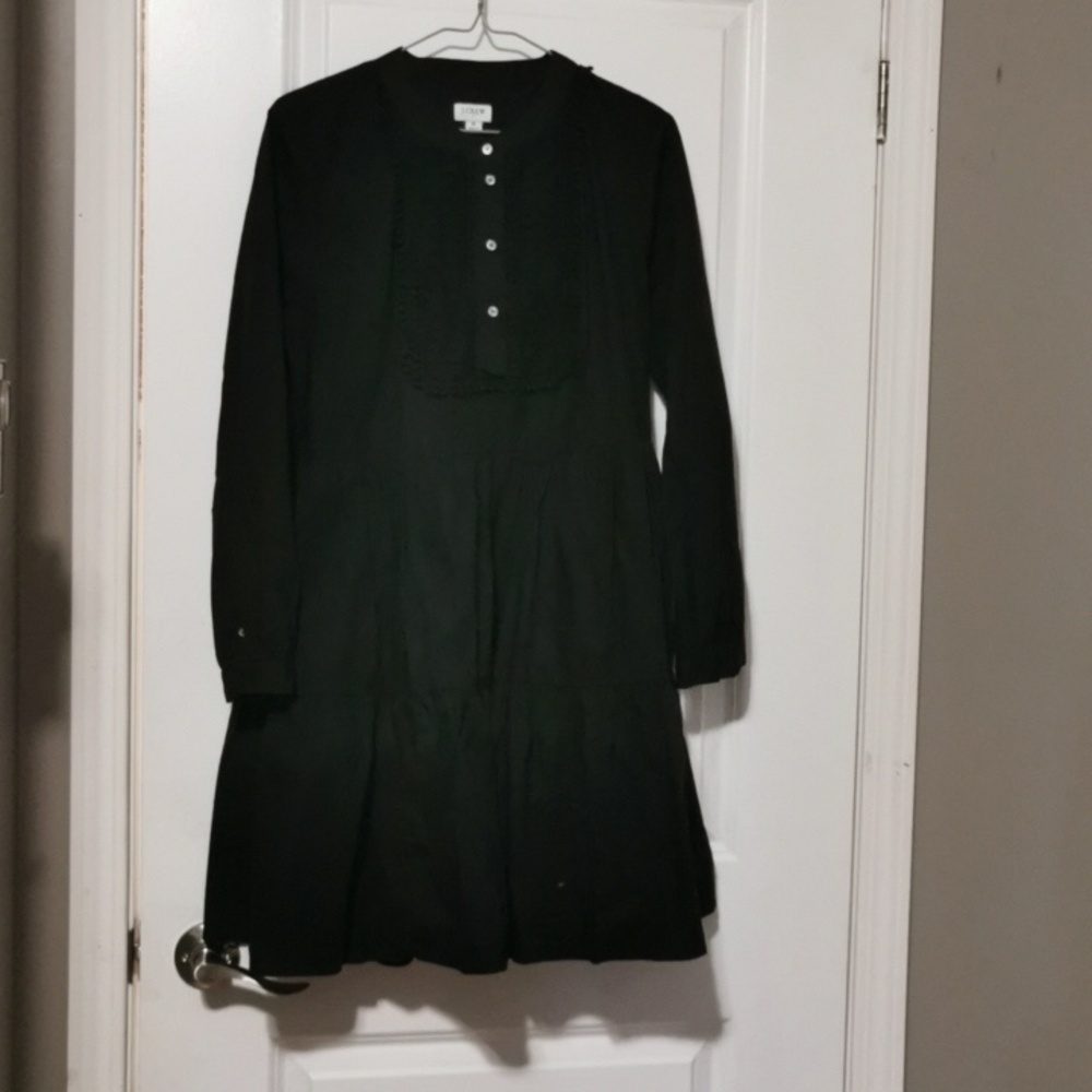 J. Crew Elegant Black Tiered Long Sleeve Dress‎